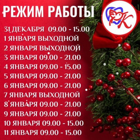 С наступающим Новым Годом❗ Режим работы в новогодние праздники❗